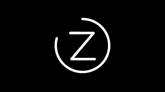 Minimalist white letter Z inside a circle on a black background, modern logo design