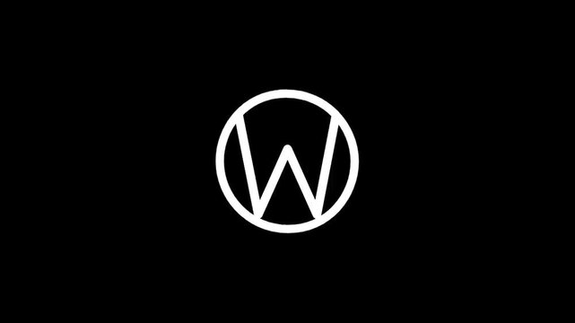 Minimalist white letter W inside a circle on a black background