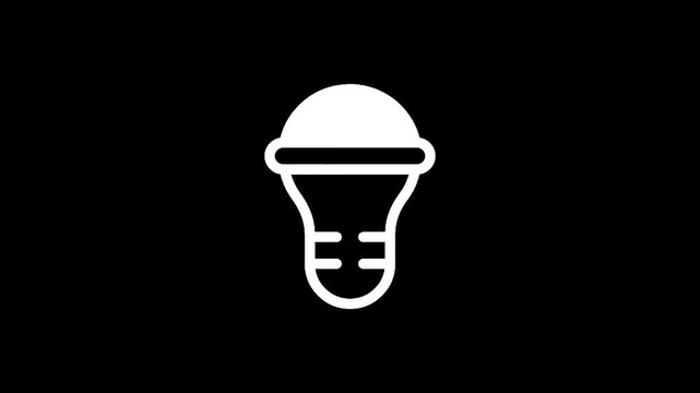 Simple white LED light bulb icon on a black background, representing innovation and ideas