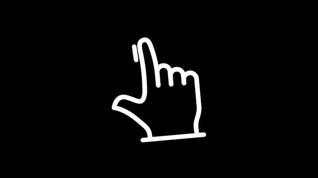 Simple white hand cursor icon pointing upwards on a black background