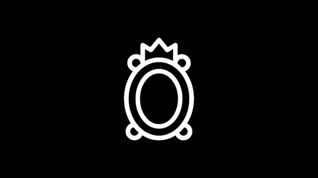 Elegant ornate oval mirror with a crown icon on a black background