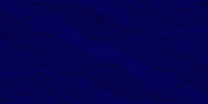 Dark navy blue crumpled paper texture, abstract wrinkled midnight fabric background, deep indigo textured relief surface. dark blue abstract background featuring deep wrinkles and folds.