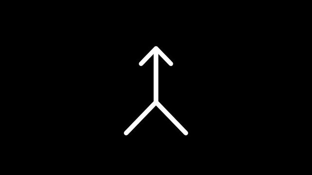 Simple white arrow symbol pointing upwards on a black background