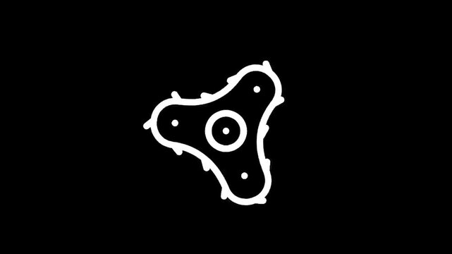 Abstract white geometric shape with sharp edges and dots on black background