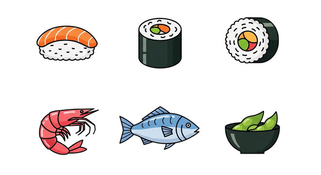 Set of different sui and sui icons on black background with white.