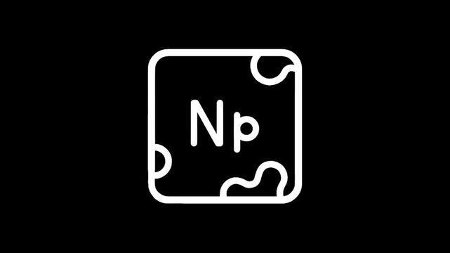 Neptunium element symbol Np with atomic number 93 on a black background