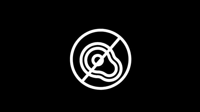 Stylized white icon of a steak with a prohibition sign, symbolizing no meat or vegetarianism