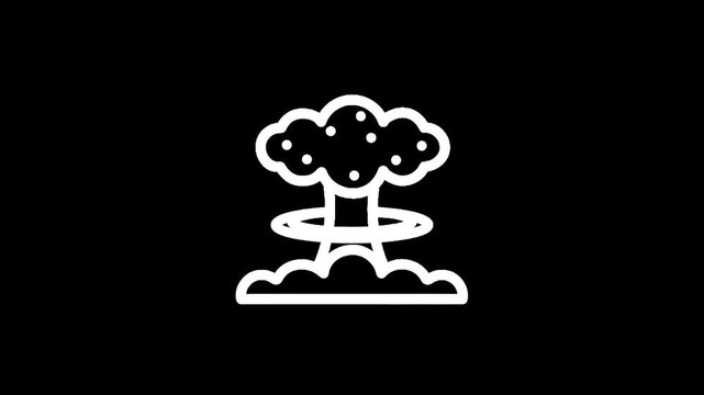 Iconic mushroom cloud symbol representing nuclear explosion and atomic bomb danger