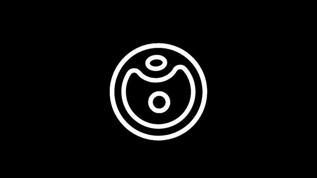 Minimalist white abstract symbol on a black background, representing balance and harmony