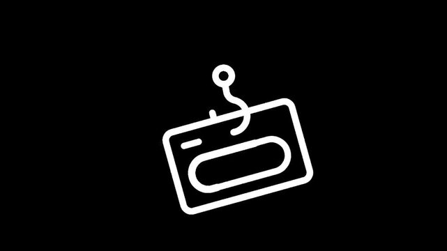 Credit card on a fishing hook icon representing financial fraud and data theft