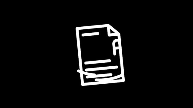 Simple white document icon with lines and a tab on a black background