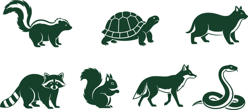 Green forest animals vector illustration Vector