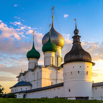 White Russian Orthodox Church Architecture Domes.