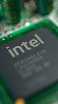 Intel CPU display, processor. High demand of processor chips by large tech AI companies to drive artificial intelligence. Innovation and advanced technology: Toronto, Ontario, Canada - March 24, 2026