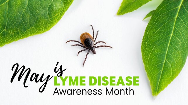 Lyme Disease Awareness: Flat Lay Guide Highlighting Ticks, Mites, and Natural Foliage for Health Education