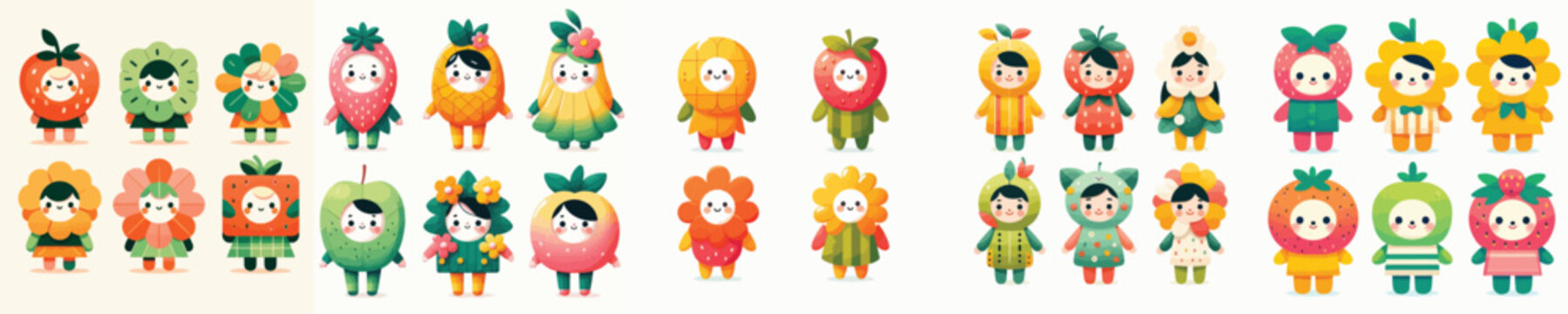 cute fruit illustration character vector