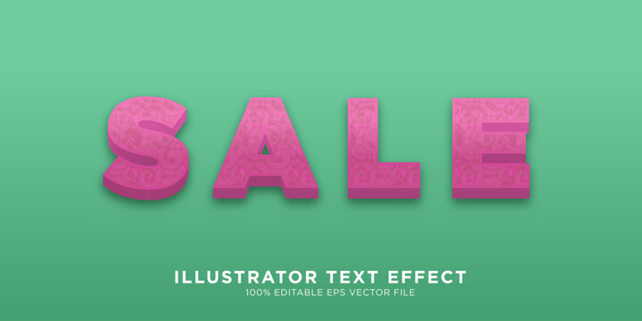 Sale text effect with pink fuzzy letters on a green gradient background design element computer graphic