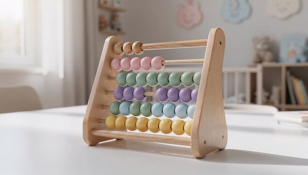 Modern aesthetic abacus in a bright Scandinavian style interior