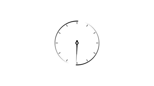 Clock icon flat style 24 hours day and night fast speed with moving timer clock rotation 4k animation video