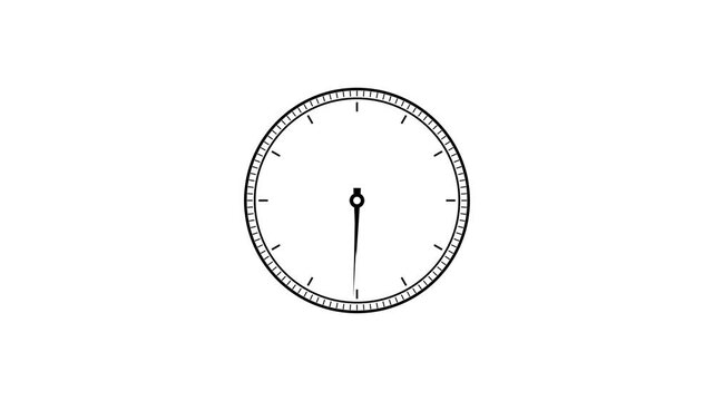 Clock icon flat style 24 hours day and night fast speed with moving timer clock rotation 4k animation video