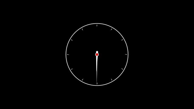 Clock icon flat style 24 hours day and night fast speed with moving timer clock rotation 4k animation video