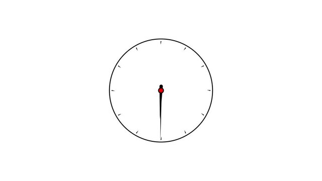 Clock icon flat style 24 hours day and night fast speed with moving timer clock rotation 4k animation video