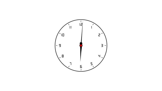 Clock icon flat style 24 hours day and night fast speed with moving timer clock rotation 4k animation video