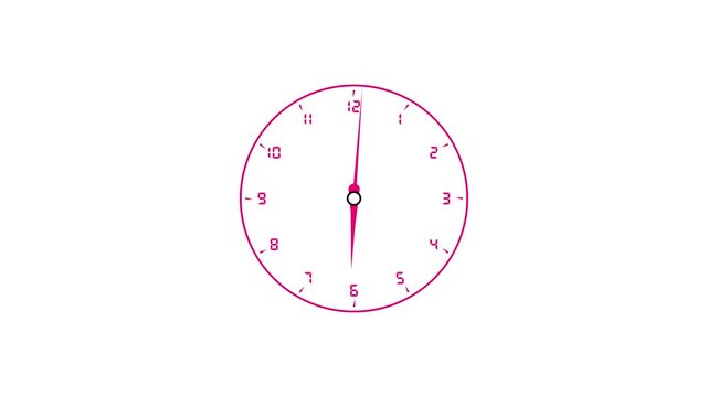 Clock icon flat style 24 hours day and night fast speed with moving timer clock rotation 4k animation video