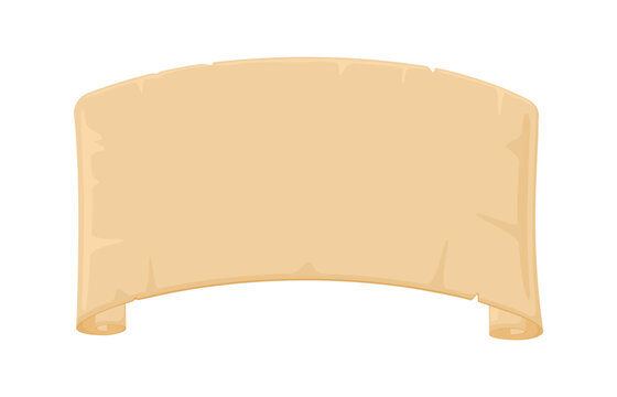 Beige parchment scroll banner with curled ends, smooth fabric-like texture, blank neutral backdrop for announcements. Vector illustration