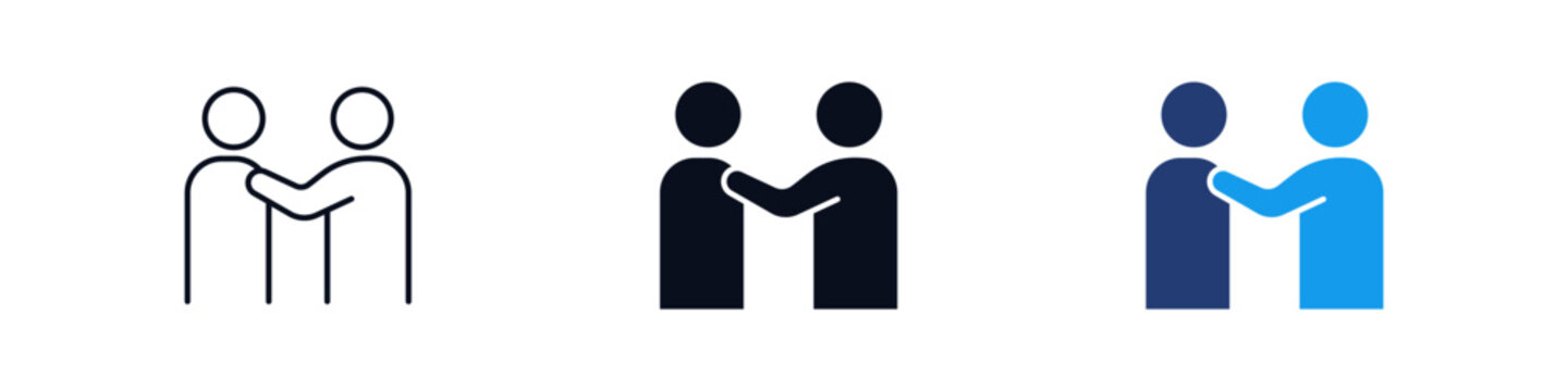 Empathy Support and Sympathy Human Icon Vector Connection Concept : a person comforting another, representing care. Helping, compassion, empathy, support, friendship, and kindness. line icon