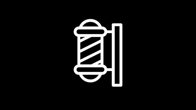 Classic barber pole icon with white lines on a black background, symbolizing grooming services
