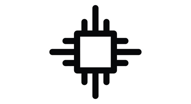microchip icon in black and white isolated on white background high quality professional detailed modern elegant stylish clean crisp vibrant