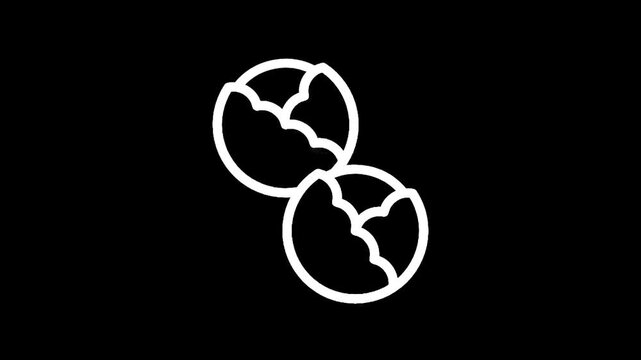 Simple white outline icons of two cabbage heads on a black background