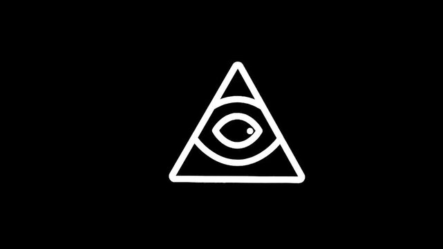 The all-seeing eye symbol within a triangle on a black background, representing mystery and vigilance