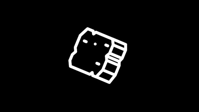 Stylized icon of a broken piece of concrete or stone with holes and layers