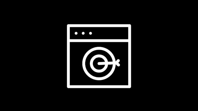 Web browser window with a target and arrow icon symbolizing online marketing goals