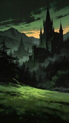 Obraz premium Castle in the Valley (game style)