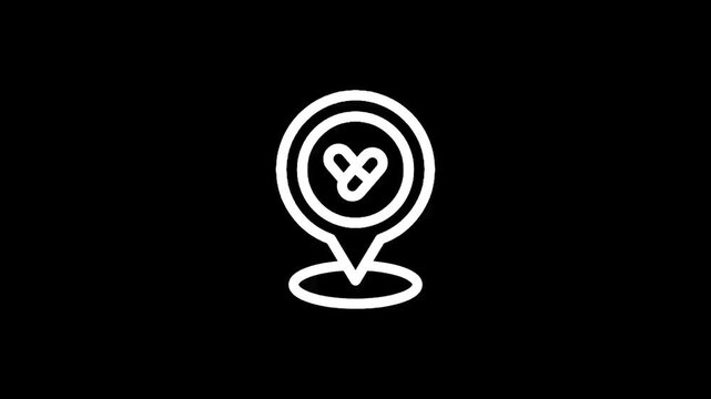 Location pin icon with pills and checkmark for pharmacy or medical services