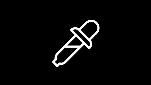Simple white dropper icon on a black background, representing liquid measurement or color sampling