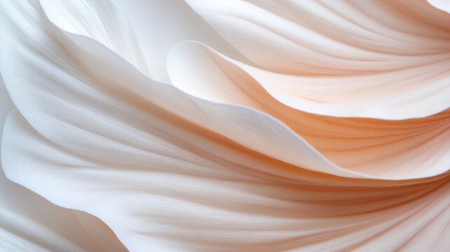 Delicate translucent rice paper petals creating beautiful artistic wavy patterns and flowing abstract forms, showcasing intricate texture and elegant design ideal for decorative concepts