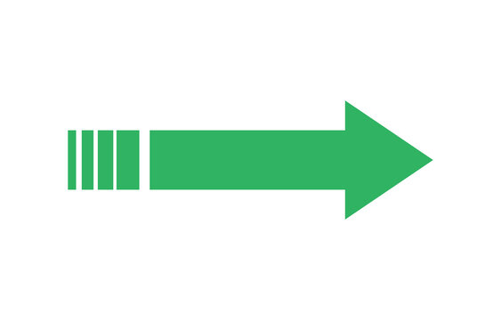 Green right direction arrow navigation symbol on transparent background