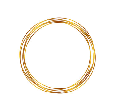 Golden hand drawn circular scribble ring frame