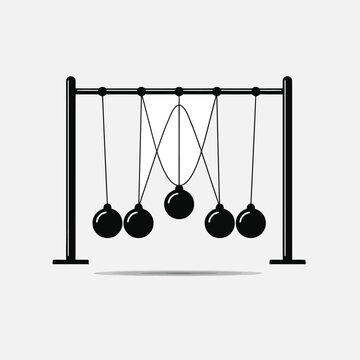 Newton's Cradle Illustration Representing Balance, Momentum and Energy Transfer Concept