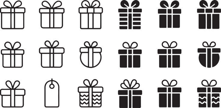 Vector gift box icons diverse present designs for celebrations vactor graphics