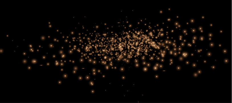  set of sparkling dust particles and glowing glitter elements on transparent background