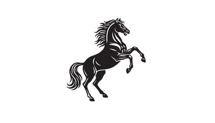 Horse head silhouette icon with flowing mane and dynamic running pose for sports, tattoo and logo designs © fariya