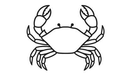 Fototapeta premium Crab line icon with claws spread and circular body, simple black outline vector illustration for marine themes