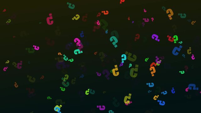 Question Mark Neon Colorful Confetti Storm Floating Loop Animation Abstract Art Background 4K