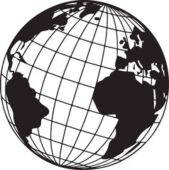 Black Globe Map with Grid Lines on White Background © BIPLABKUMAR