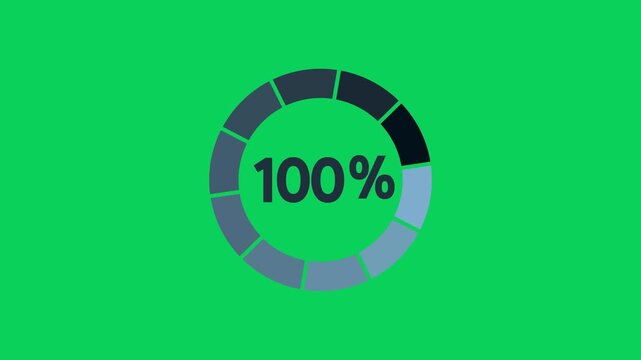 100 percent progress circle completion animation, full progress loader circle ui motion graphic, completed loading indicator animation